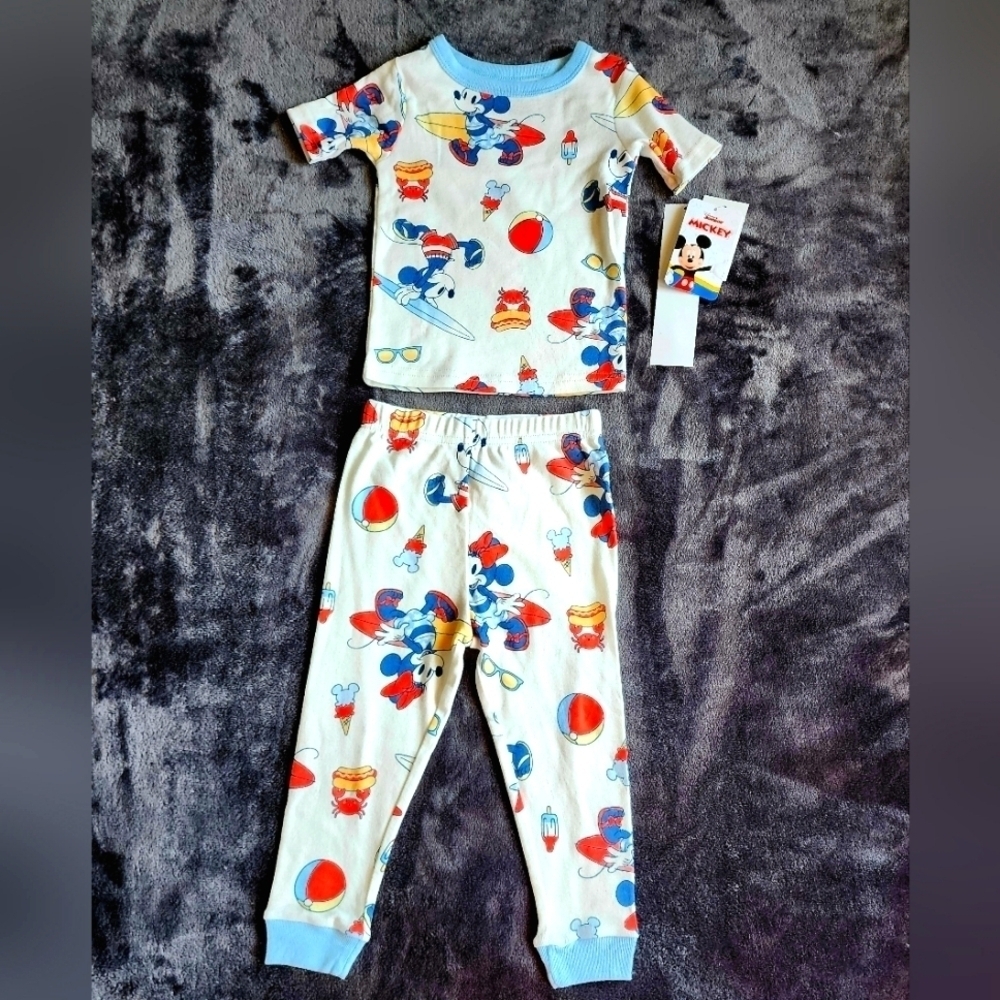 Disney Mickey & Minnie mouse Summer Toddler boy girl 2 piece Pajama Set, 2t 3t 4